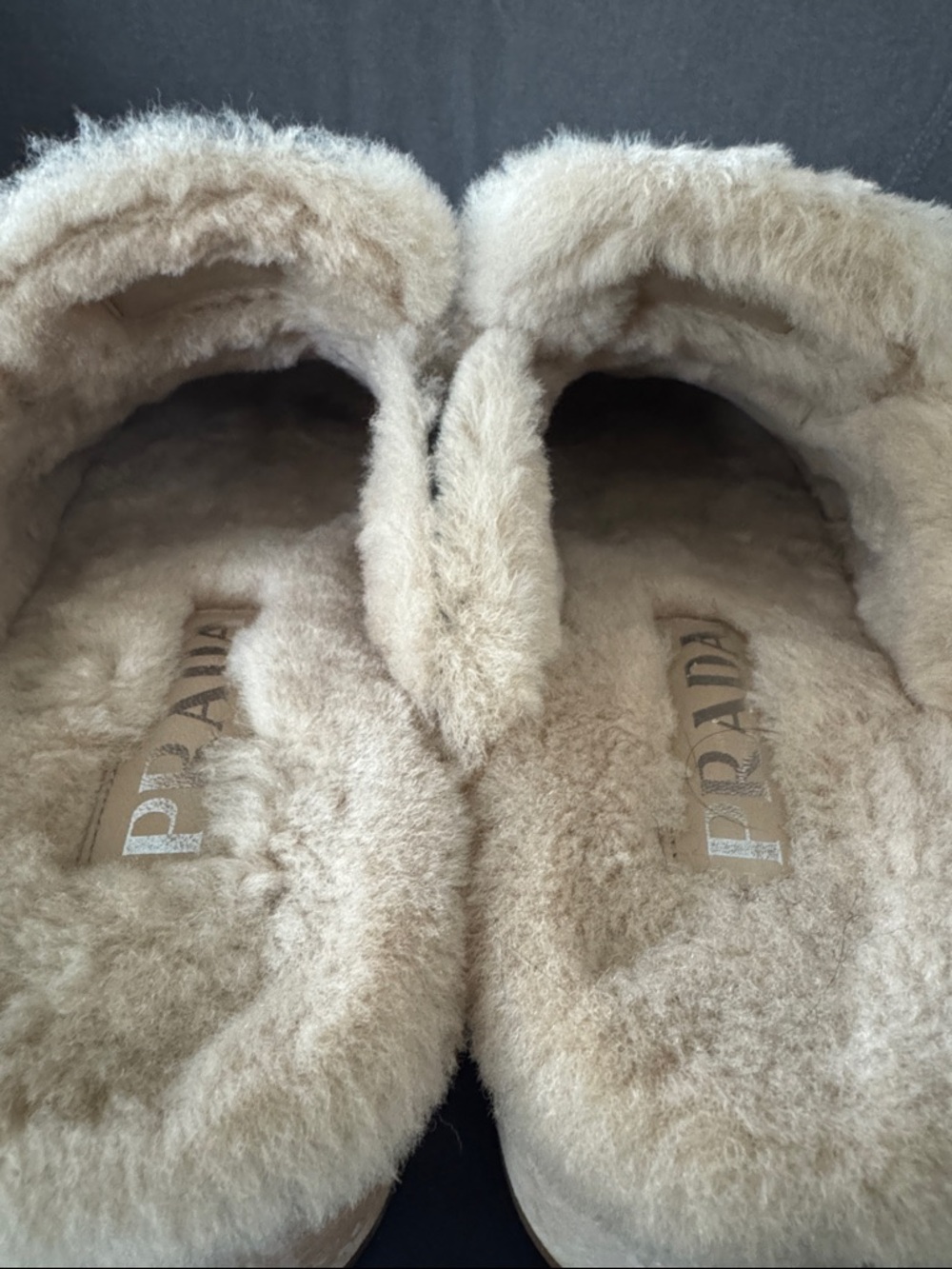 Prada logo Black Leather Stud Shearling Lined Clog, 45mm - Picture 10 of 10